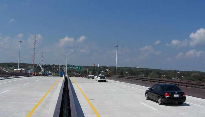 The Veterans Memorial Bridge linking Fall River and Somerset via Route 6 is seen in a file photo by MassDot 